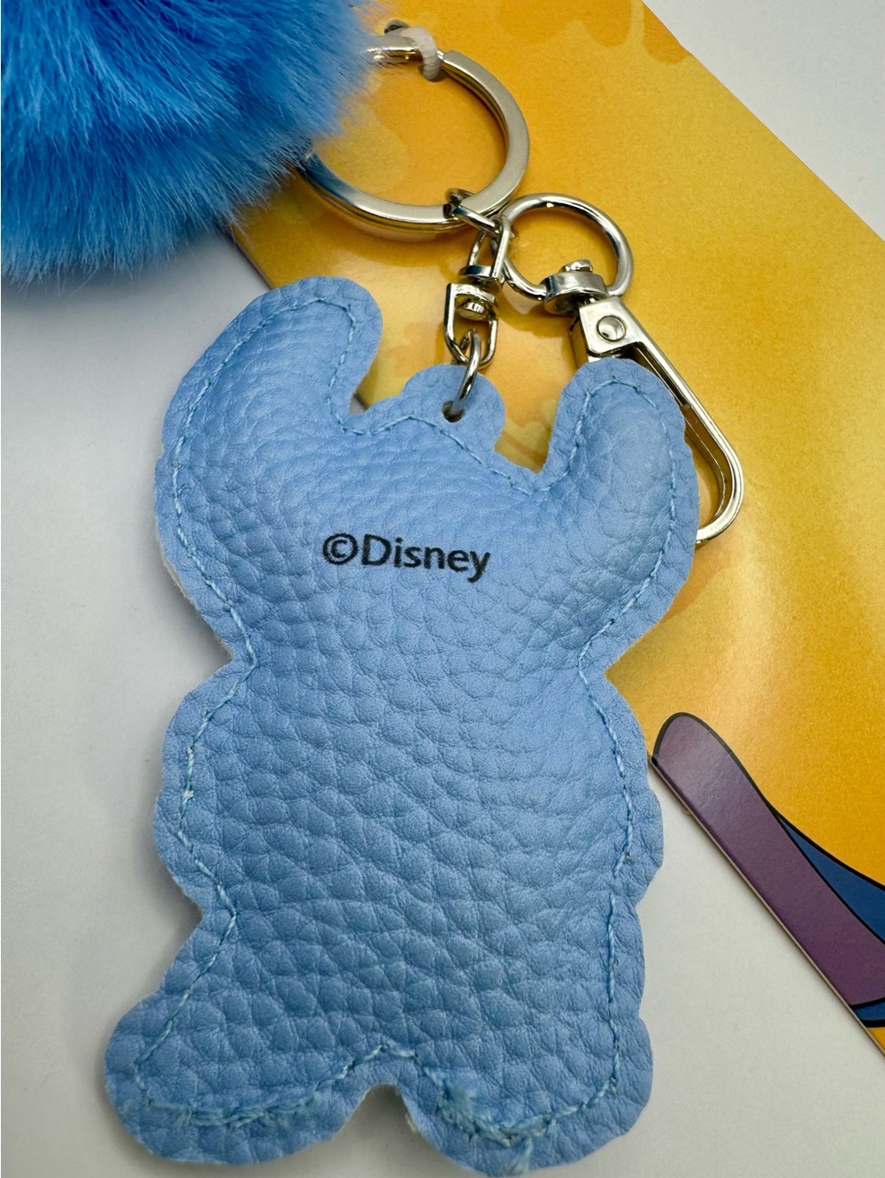 Disney Stitch Blue Pom-Pom Keychain Bag Charm With Puffy Faux Leather Character - Picture 6 of 7